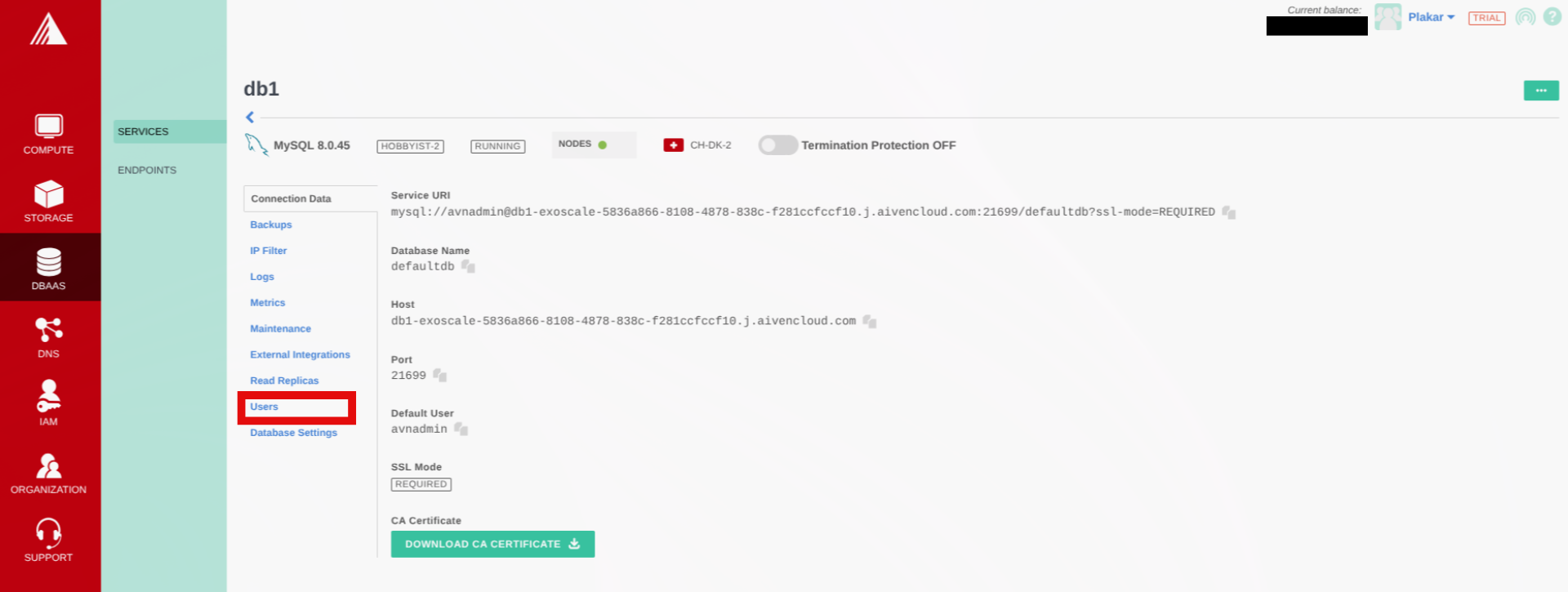 Setup a MySQL database
